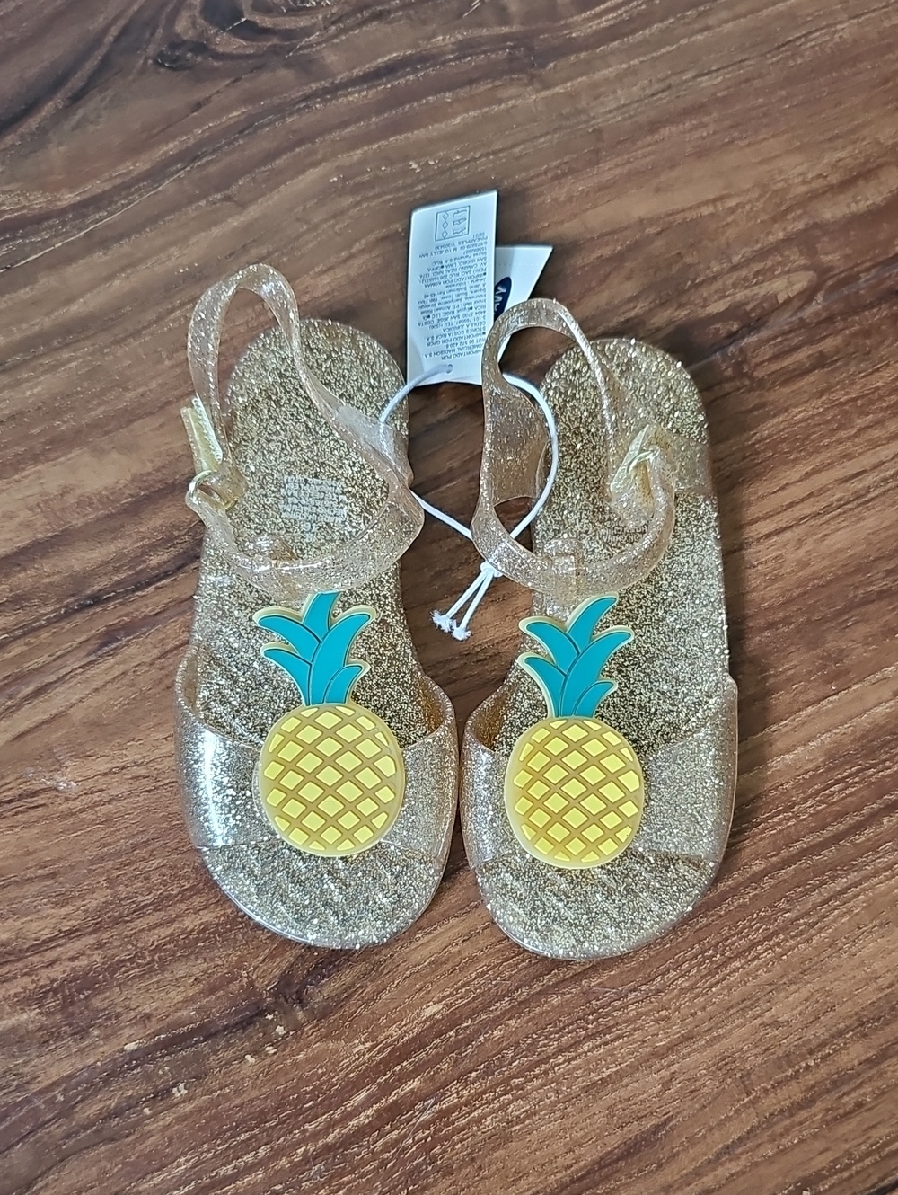 Old Navy Gold Jelly T Strap Toddler Girl Sandals Size 9